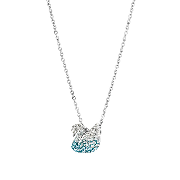 SWAROVSKI Blue ICONIC SWAN Silver Chain Necklace