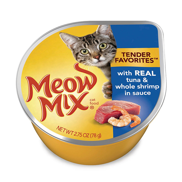Meow Mix มีมีเลอ อาหารเปียกแมวรสทูน่าซอสกุ้งทั้งตัว  78ก.