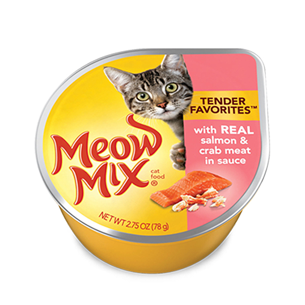 Meow Mix มีมีเลอ อาหาหารแมวเปียกเทนเดอร์ซอส แซลมอน และปู  78ก.