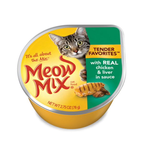 Meow Mix Tender Favorites With Real Chicken & Liver in Sauce Wet Cat Food 78g 