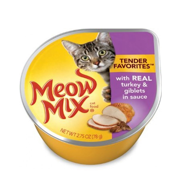 Meow Mix Tender Favorites With Real Turkey & Giblets in Sauce Wet Cat Food 78g 