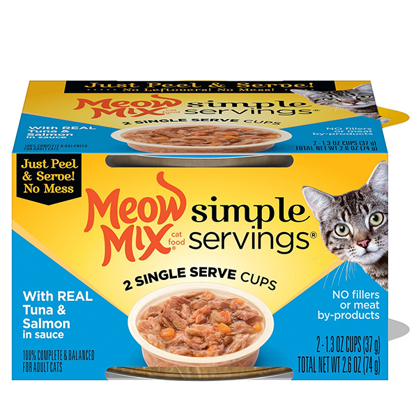 Meow Mix Simple Servings with Real Tuna And Salmon in Sauce Wet Cat Food  74g 