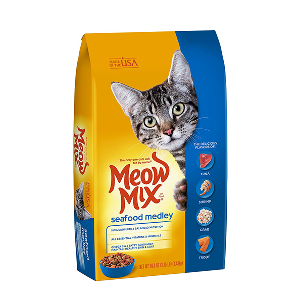 Meow Mix มีมีเลอ Seafood Platter อาหารแมวแบบแห้ง  1.43กก.