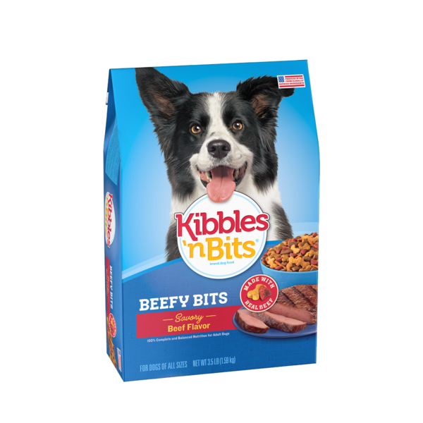 Kibbles 'n Bitsชิ้นเล็ก ๆ ของรสชาติเนื้ออาหารสุนัขแห้ง  3.5ปอนด์s