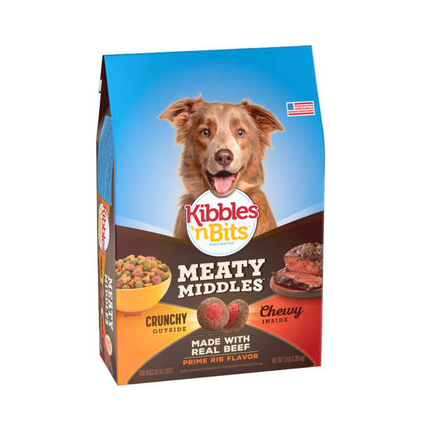 Kibbles 'n Bits อาหารสุนัขแห้งรสซี่โครงกลางฉ่ำ 3ปอนด์s