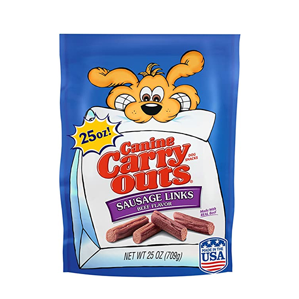 Canine Carry Outs Sausage Links, Beef Flavor Dry Dog Treats 709g 
