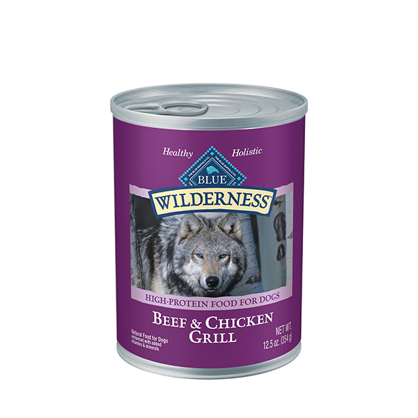 Blue Buffalo บลูบัฟฟาโล่ อาหารเม็ดเปียกสำหรับสุนัขสูตรเนื้อและไก่กับธัญพืช 12.5ออนซ์