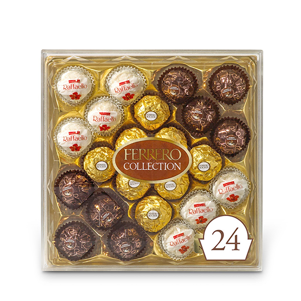 Ferrero Rocher Fine Hazelnut Milk Chocolates, 24 Count, Assorted Coconut Candy And Chocolate Collection Gift Box  9.1 Oz 