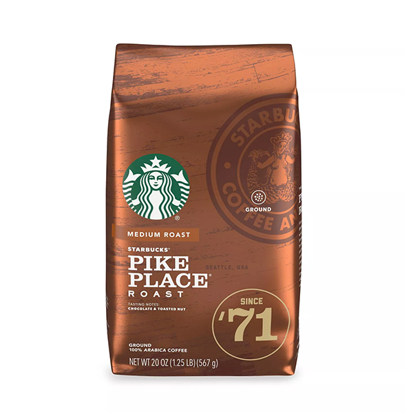 Starbucks Medium Roast Ground Coffee — Pike Place Roast — 100% Arabica — 1 Bag (20 Oz.) 