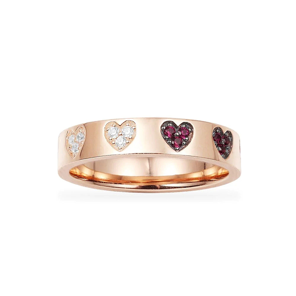 APM Monaco Female Rose Gold Love Heart Design Couple Ring P21168XKR 