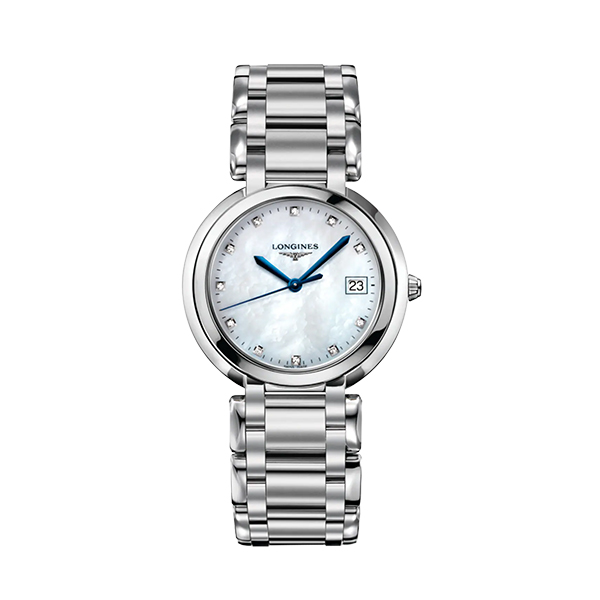 Longines Prima Luna Series: Elegant Fashion Pearl Plate with Diamond Quartz Mechanical Female Watch L8.114.4.87.6 