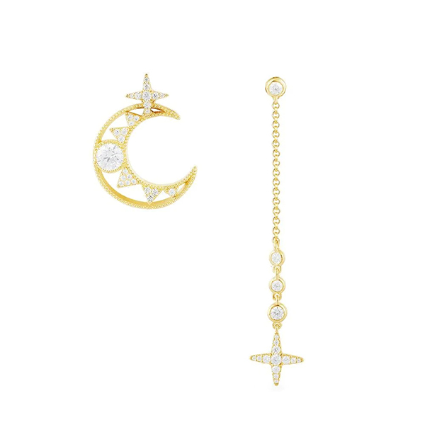 APM Monaco Female Silver Dream Star & Moon Earrings AE12392OXY 