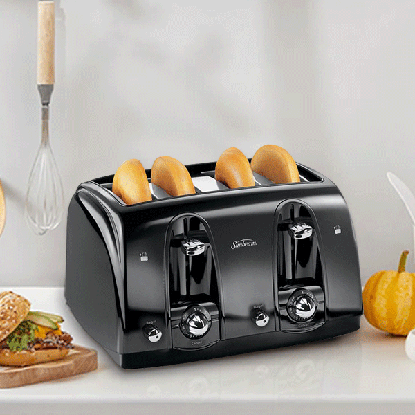 Sunbeam 4-Slice Extra-Wide Slot Toaster, Black 