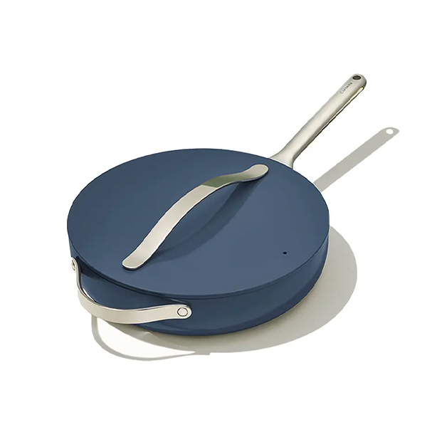 Caraway Non-toxic Ceramic Non-stick Saute Pan with Lid Navy 25cm 