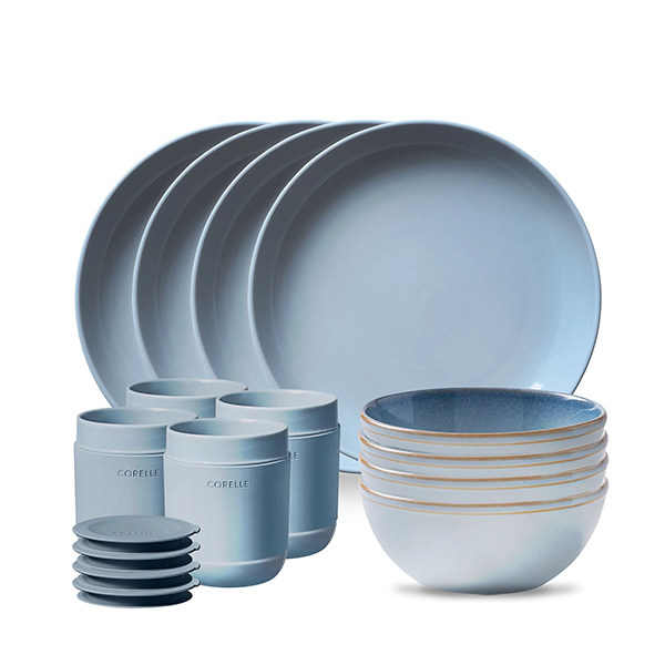 Corelle Stoneware Dinnerware Set Nordic Blue 16pcs 