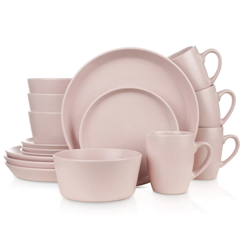 Stone + Lain Albie Stoneware Dinnerware Set Pink 16pcs 