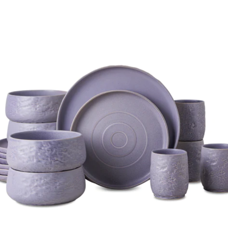 Stone + Lain Shosai Stoneware Dinnerware Set Lavender 16pcs 