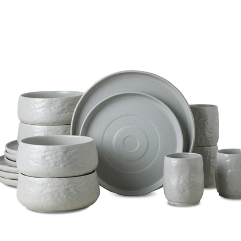 Stone + Lain Shosai Stoneware Dinnerware Set Gray 16pcs 