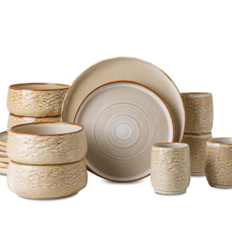 Stone + Lain Shosai Stoneware Dinnerware Set Sand 16pcs 