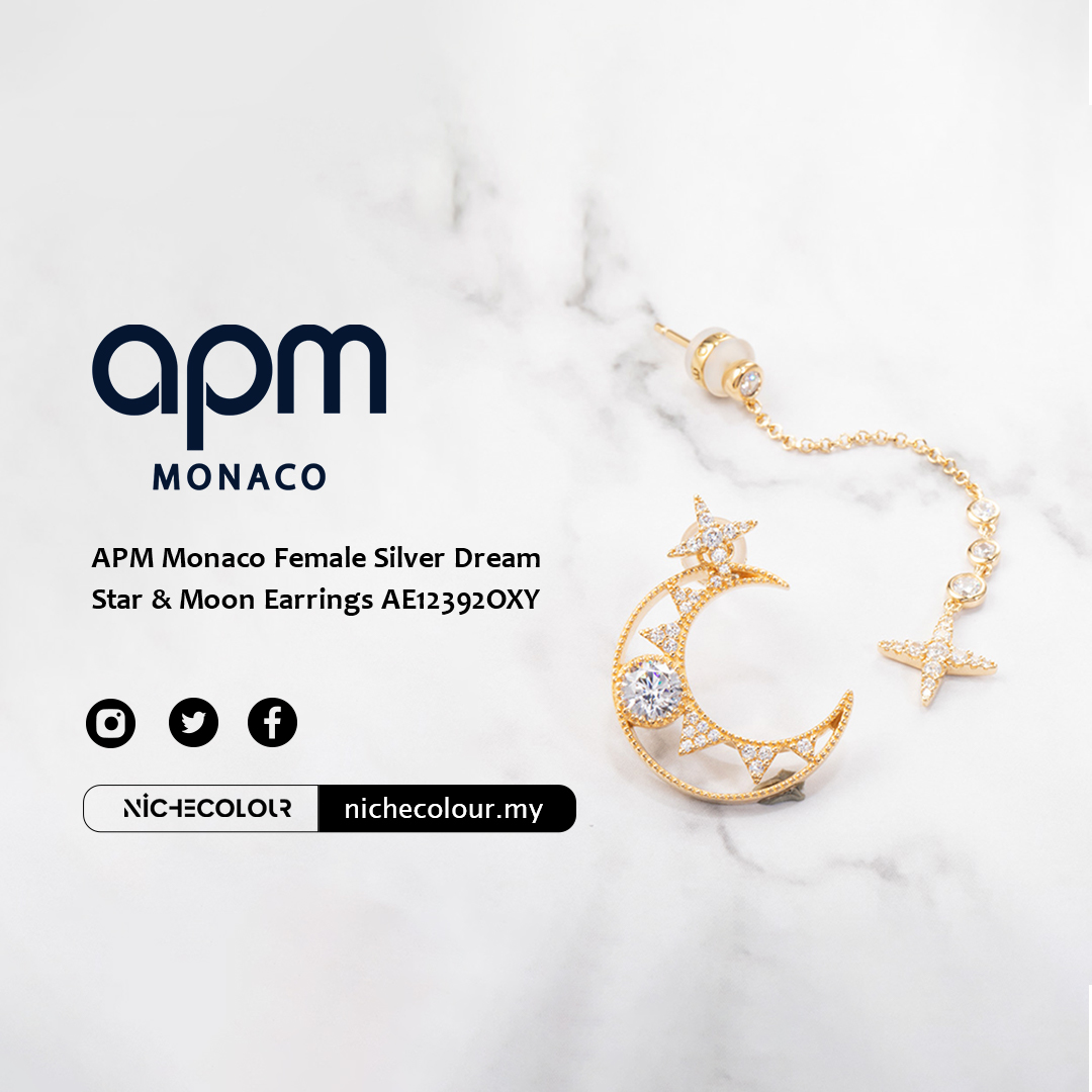 Chic and Celestial: APM Monaco's Silver Dream Star & Moon Earrings